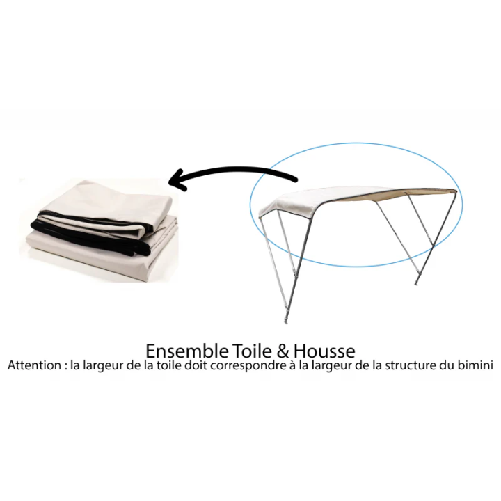 BIMINI OXYGENE INOX 3 ARCEAUX TOILE BLEUE