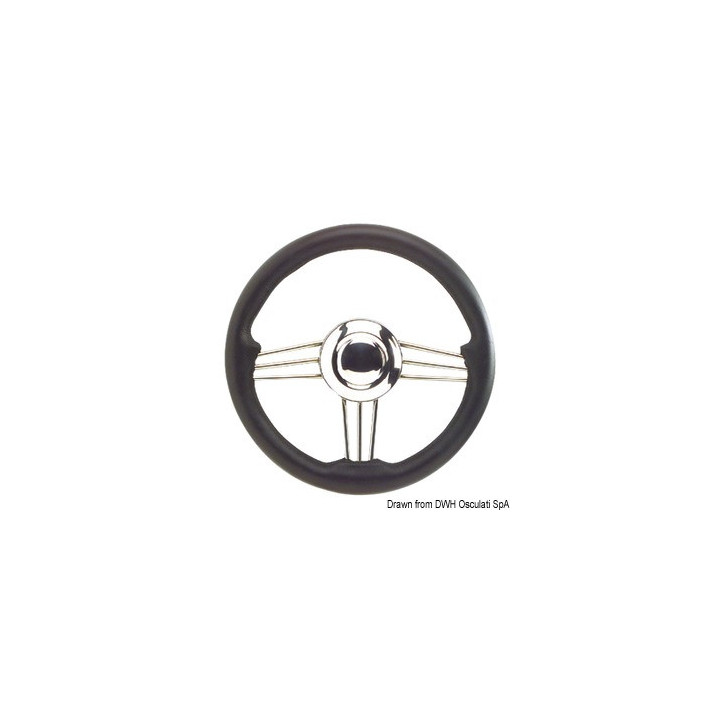 VOLANT INOX + POLYURETHANE NOIR 350 mm