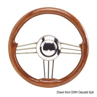 VOLANT INOX + ACAJOU 350mm