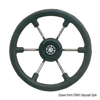 VOLANT BARRE A ROUE INOX NOIR 340mm