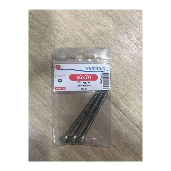 VIS BOIS TF POZI 6 X 70  INOX A4