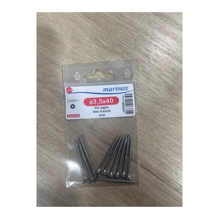 VIS BOIS TF POZI 3.5 X 40  INOX A4