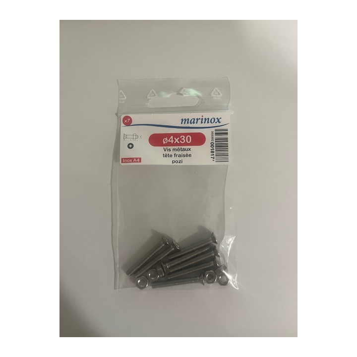 VIS METAUX TF POZI  4 X 30  INOX A4