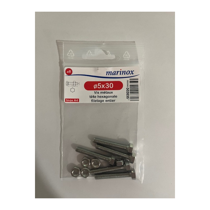 VIS METAUX  TH 5 X 30  INOX A4