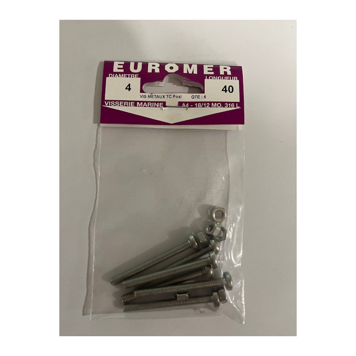 VIS METAUX TC POZI  4 X 40  INOX A4