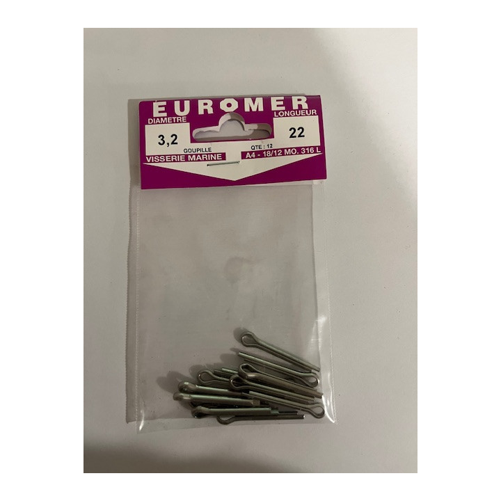 GOUPILLE FENDUE 3.2 X 22  INOX A4