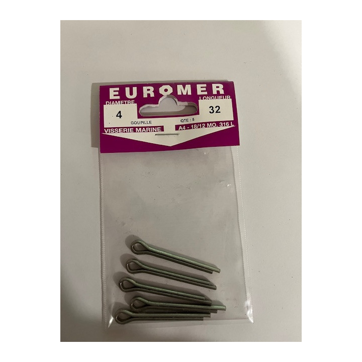 GOUPILLE FENDUE 4 X 32  INOX A4