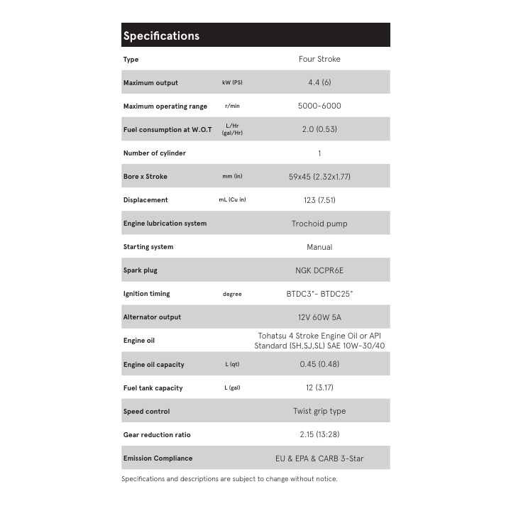 MOTEUR TOHATSU MFS6D-SL SAIL PRO