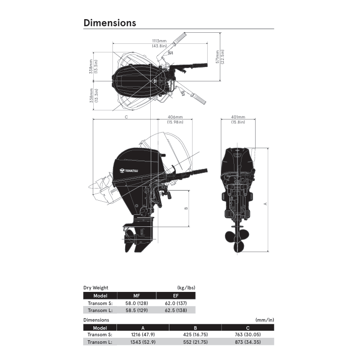MOTEUR TOHATSU MFS30D