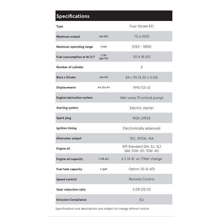MOTEUR TOHATSU MFS100A-ETL
